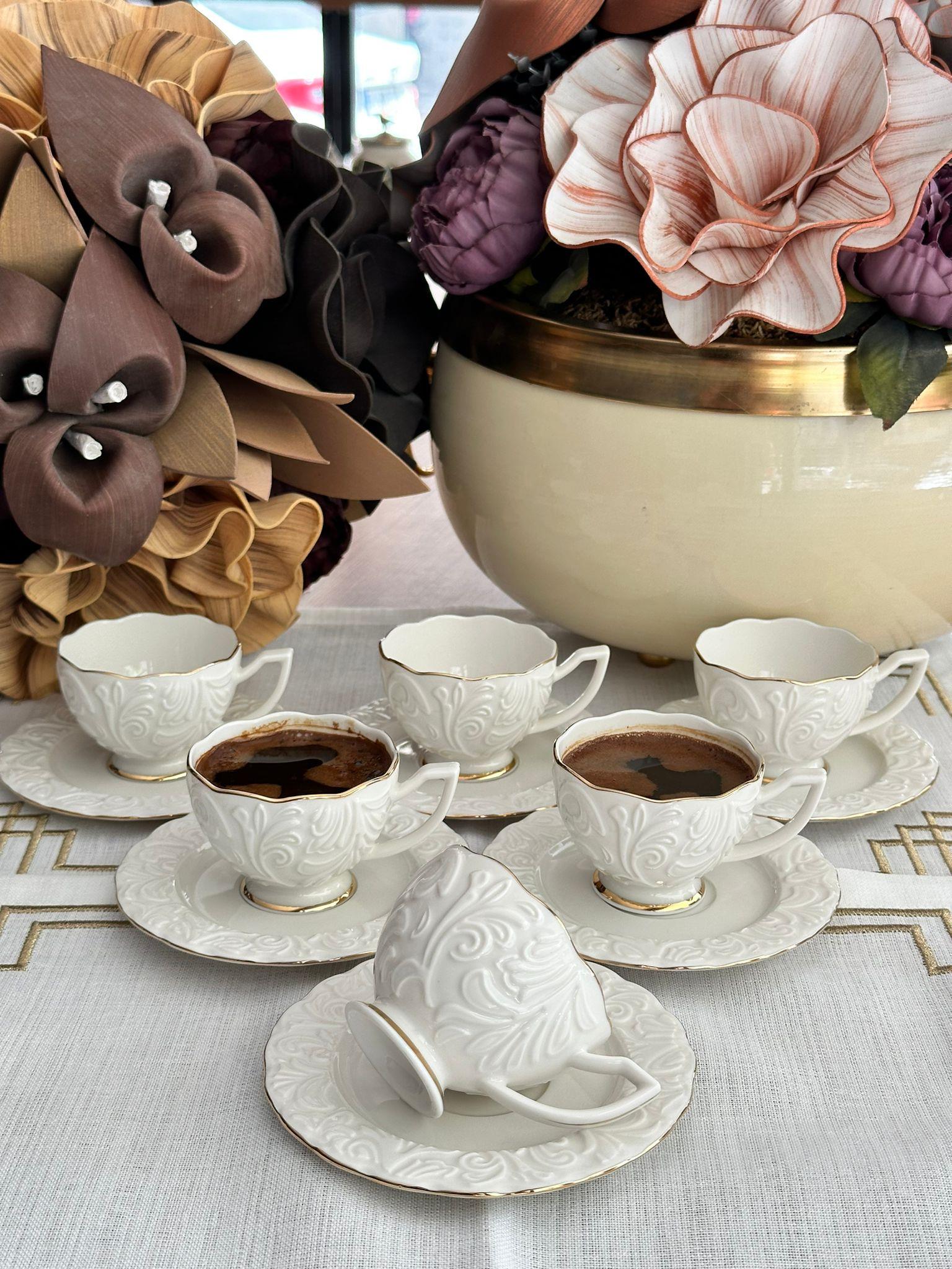 Türk Kahve Fincanı Rose 6 Kişilik 12 Parça