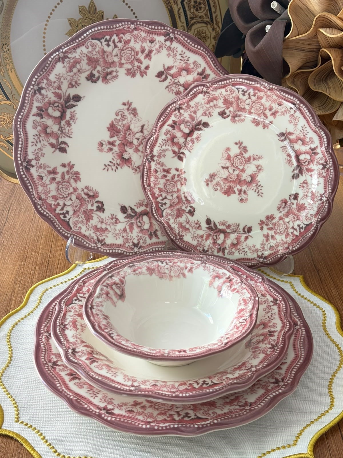 Yemek Takımı 24 Parça 6 Kişilik Velour Maroon