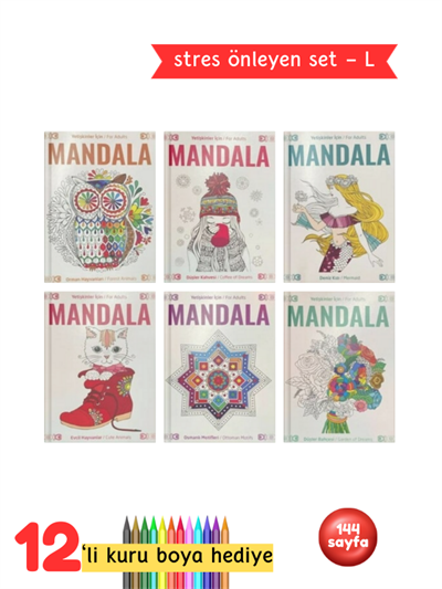 Yetişkinler İçin Mandala Boyama Kitabı Büyükler İçin Mandala Terapi Seti - L1
