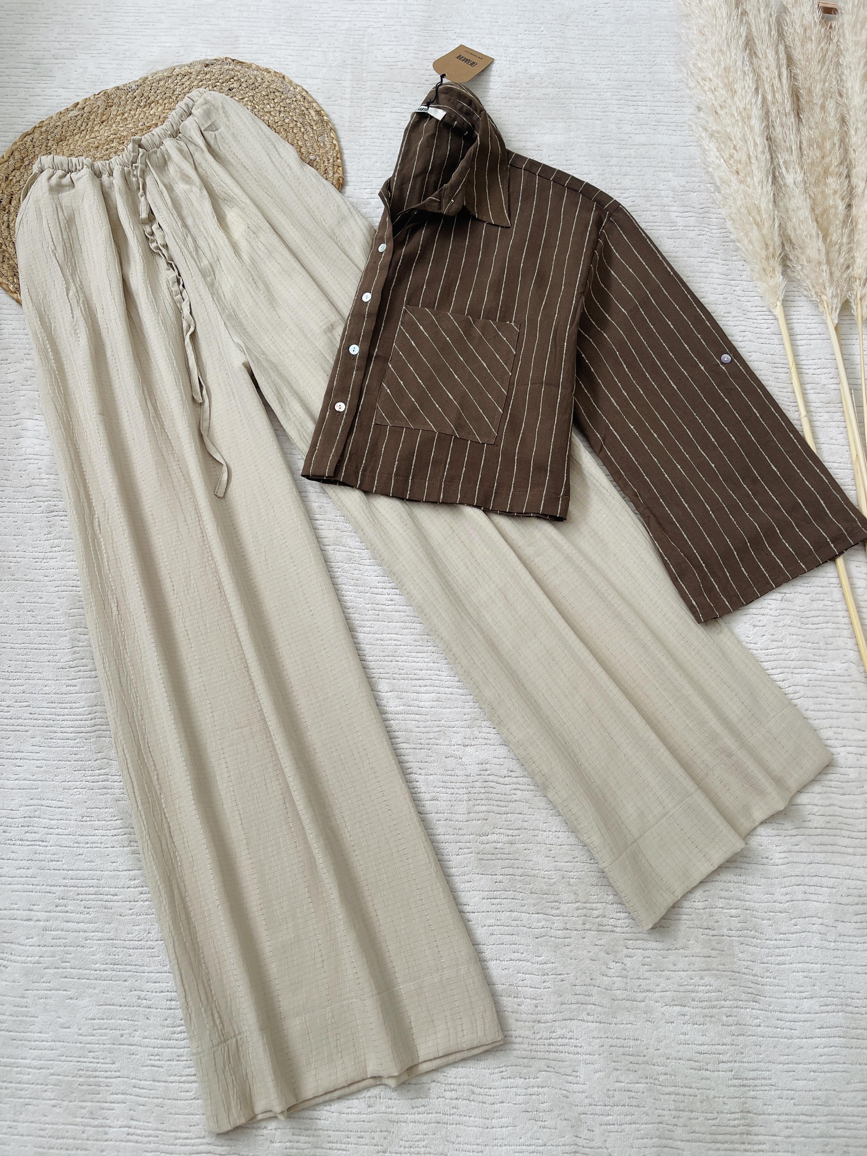 BOHEM KETEN PANTOLON GÖMLEK TAKIM