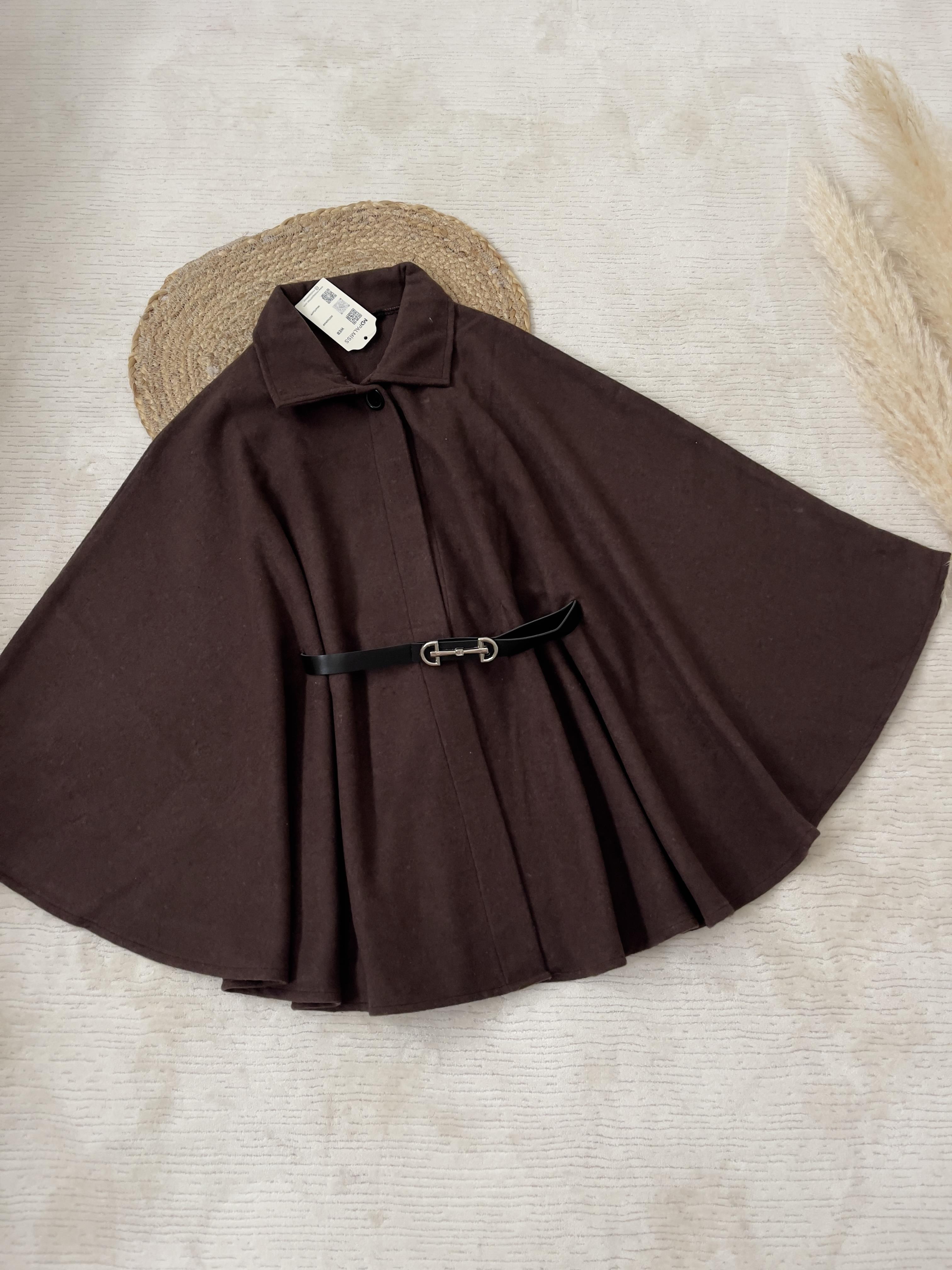 KAŞE KUMAŞ KEMERLİ PANÇO