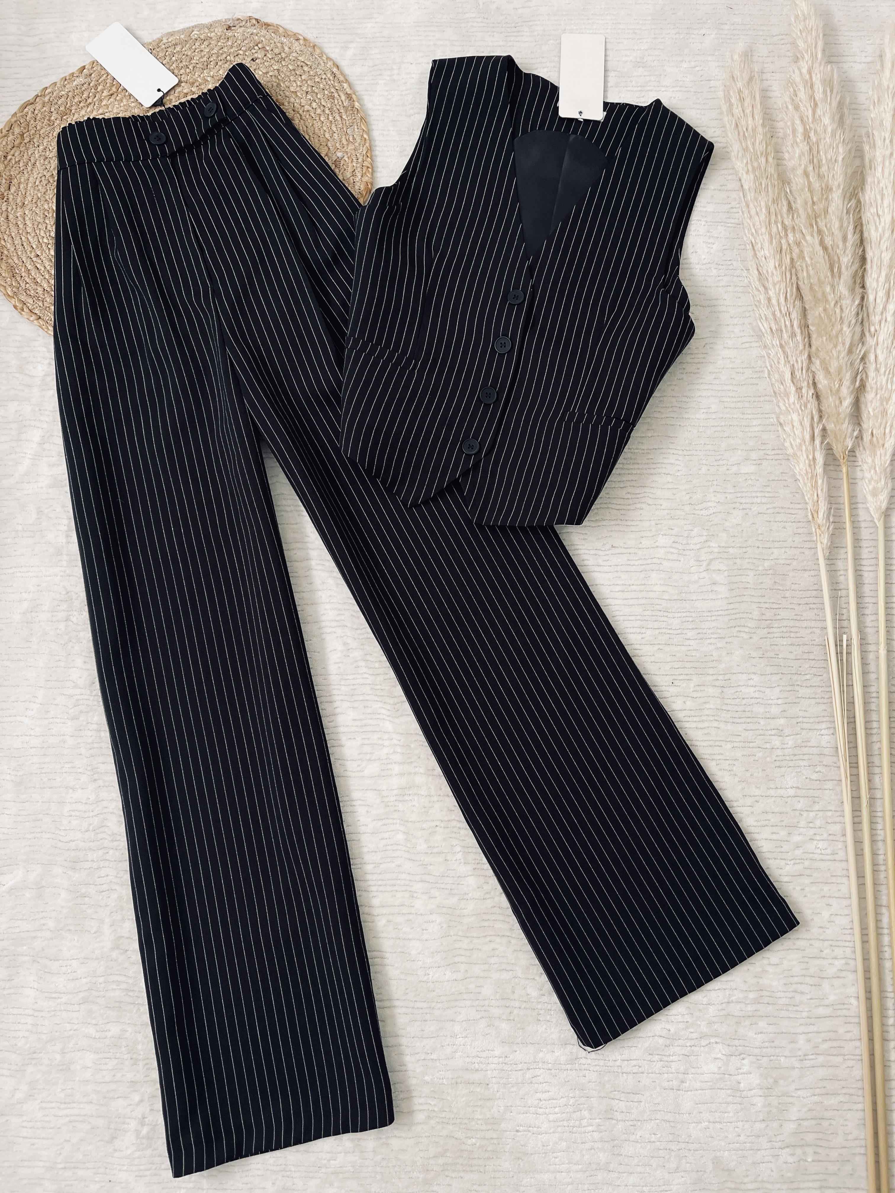 ÇİZGİLİ YELEK PANTOLON TAKIM