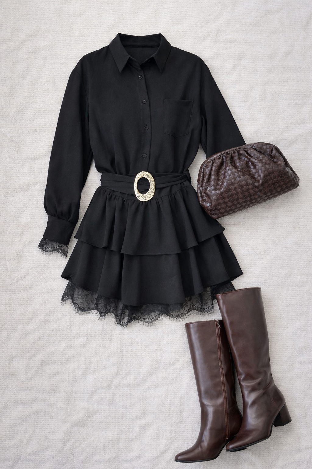 GÜPÜR DETAY KAT KAT ELBİSE