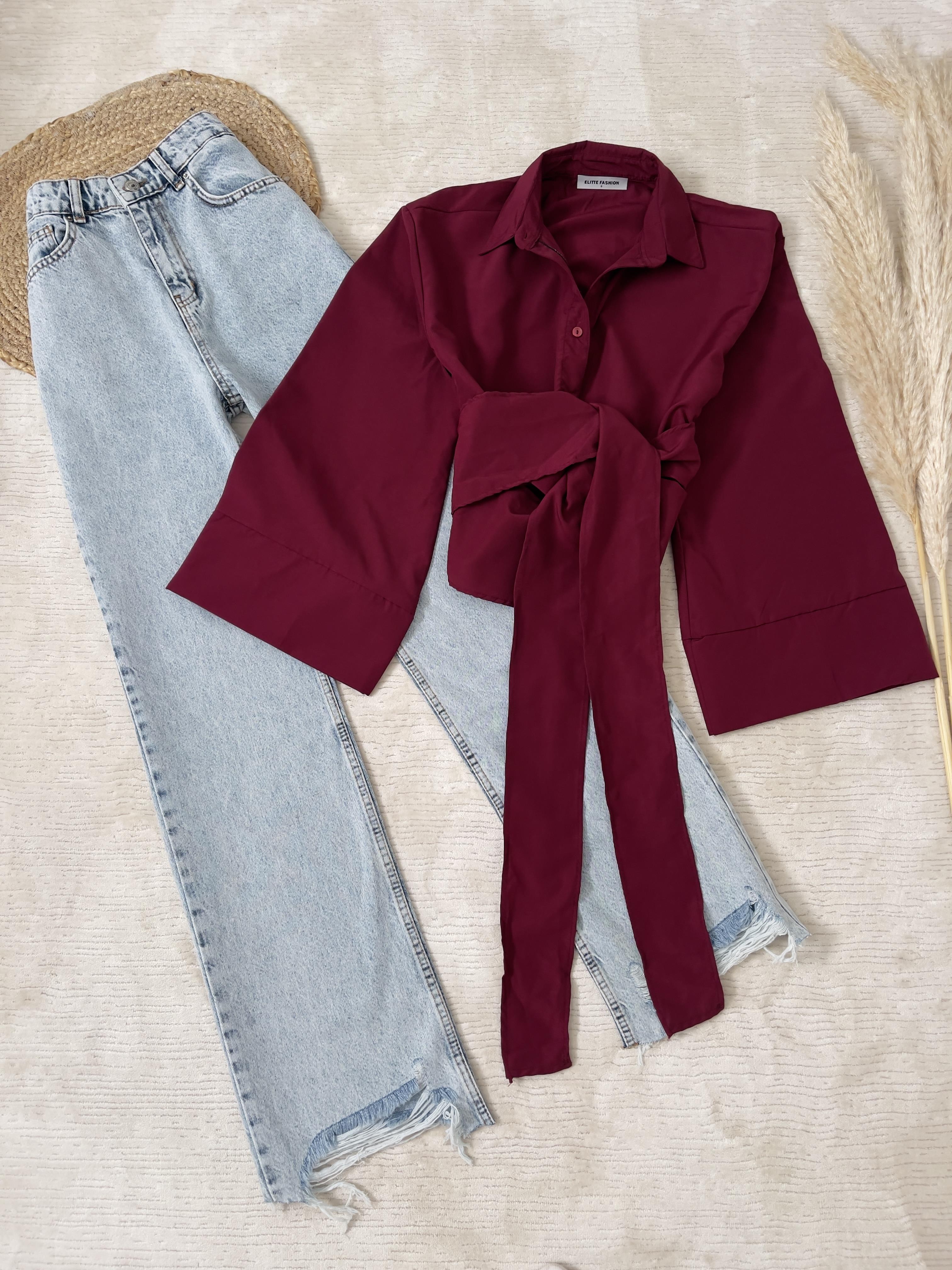 İSPANYOL KOL GÖMLEK DÜZ KESİM JEAN TAKIM