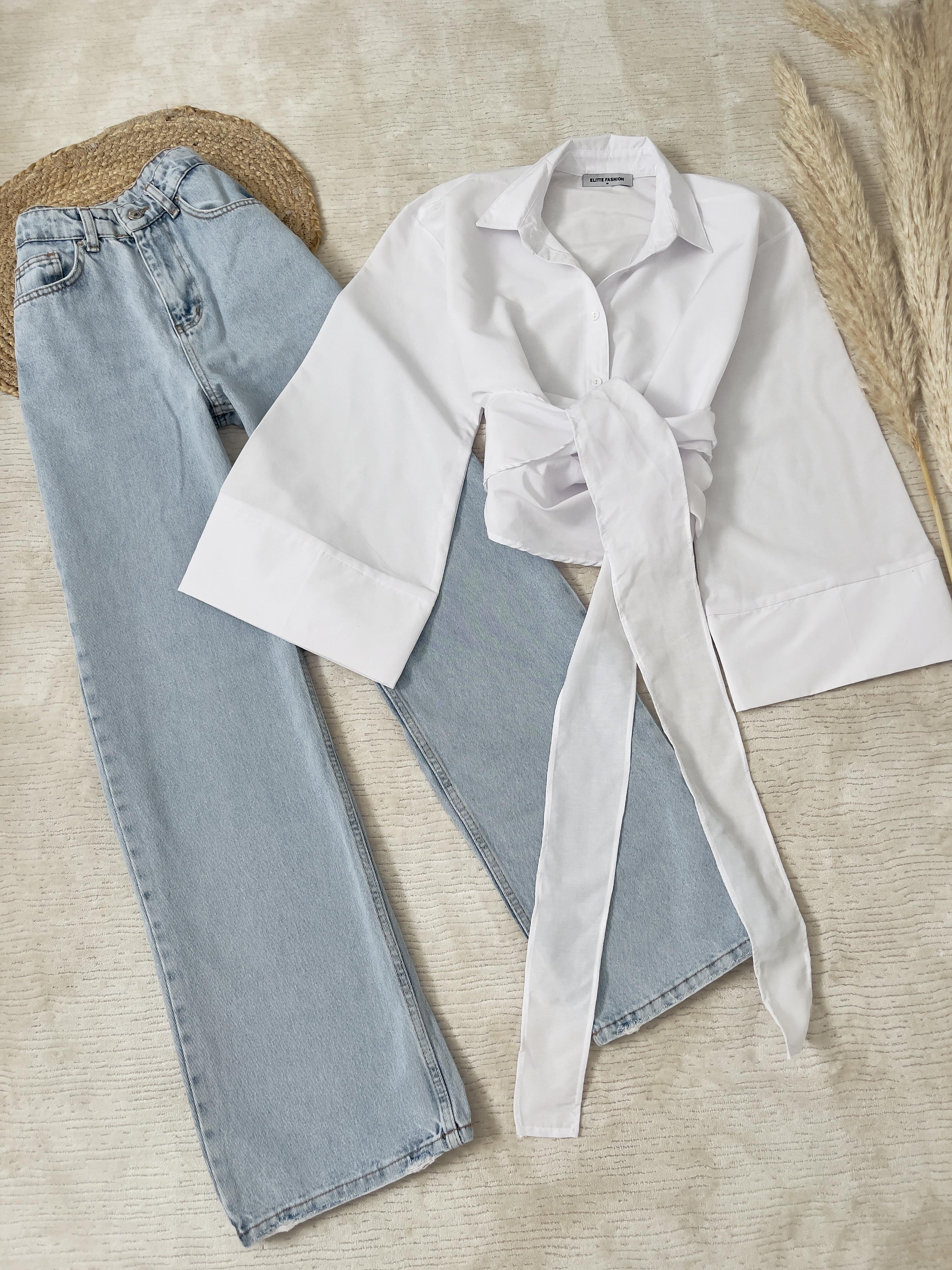 İSPANYOL KOL GÖMLEK DÜZ KESİM JEAN TAKIM