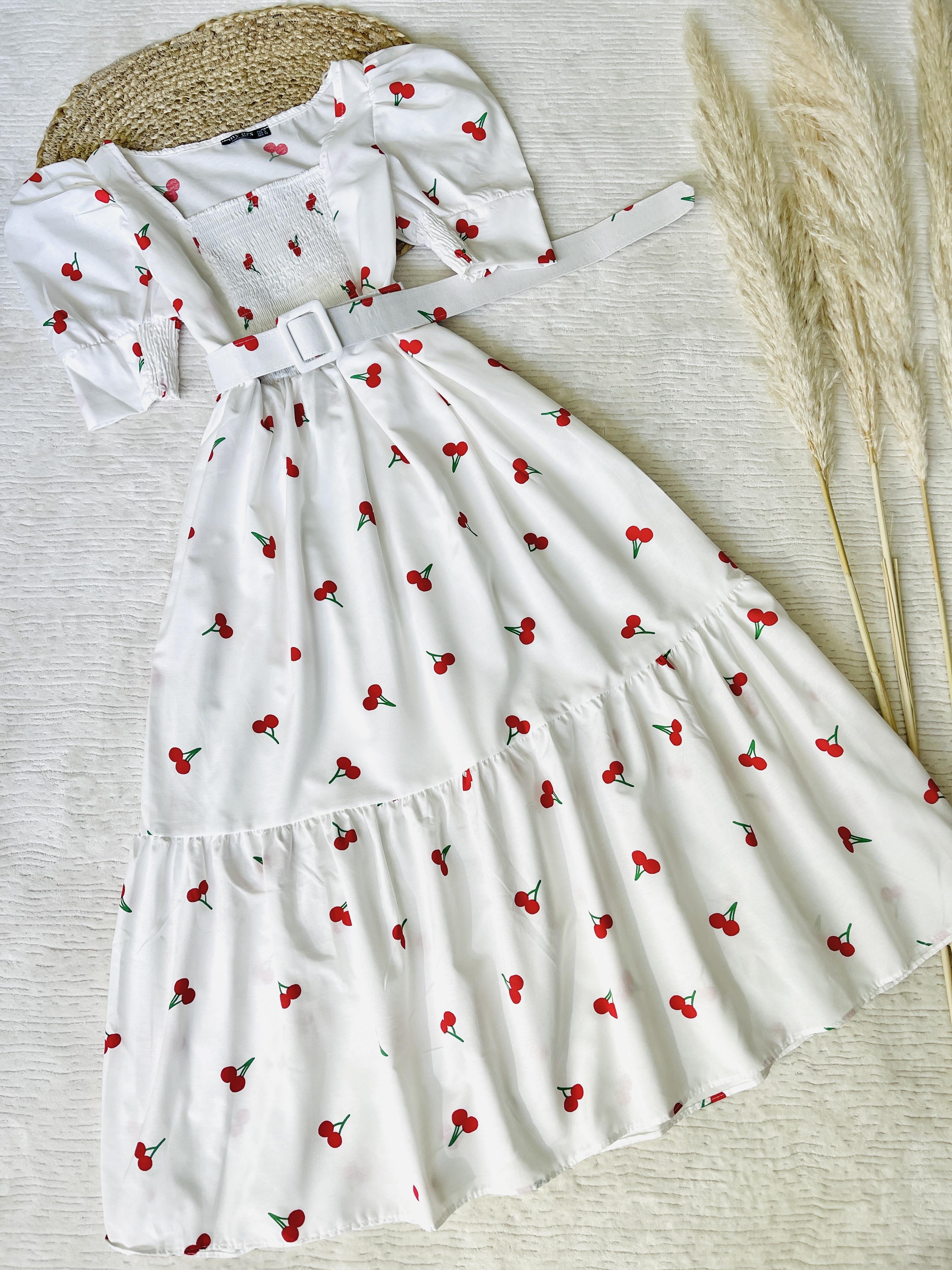 KEMERLİ MİDİ BOY POPLİN ELBİSE 