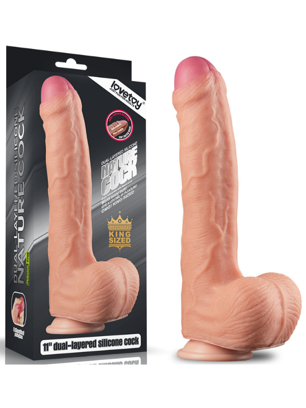 Censan 11 İnç Dual Layer Platinum Silicone Cock
