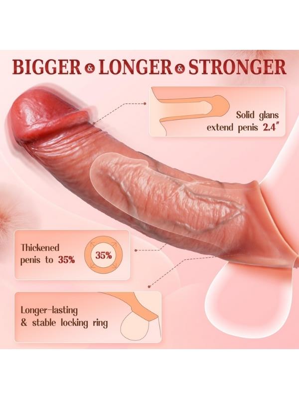 Censan 22 cm Ten Rengi Titreşimsiz ve Kumandasız Penis Kılıfı – Gerçekçi Dokulu Uzatıcı