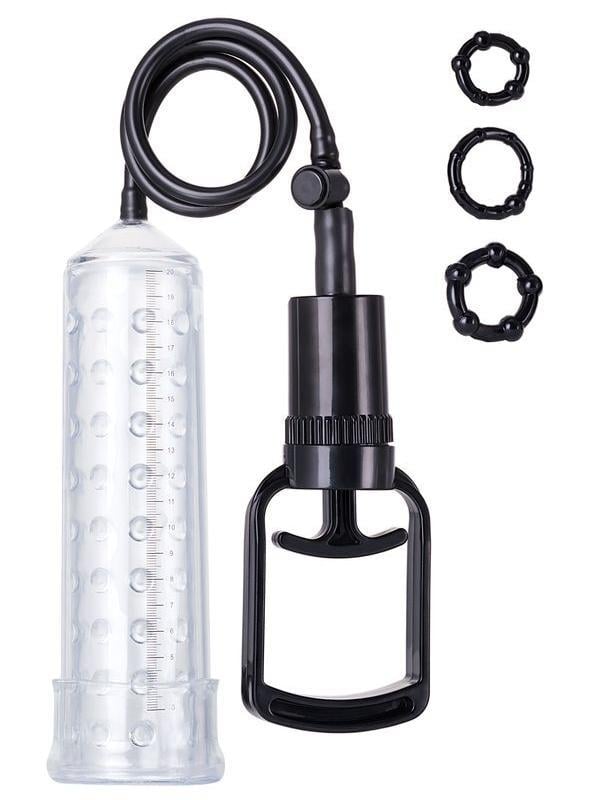 Censan 3 halkalı penis pompası TPE transparan 23,5 cm