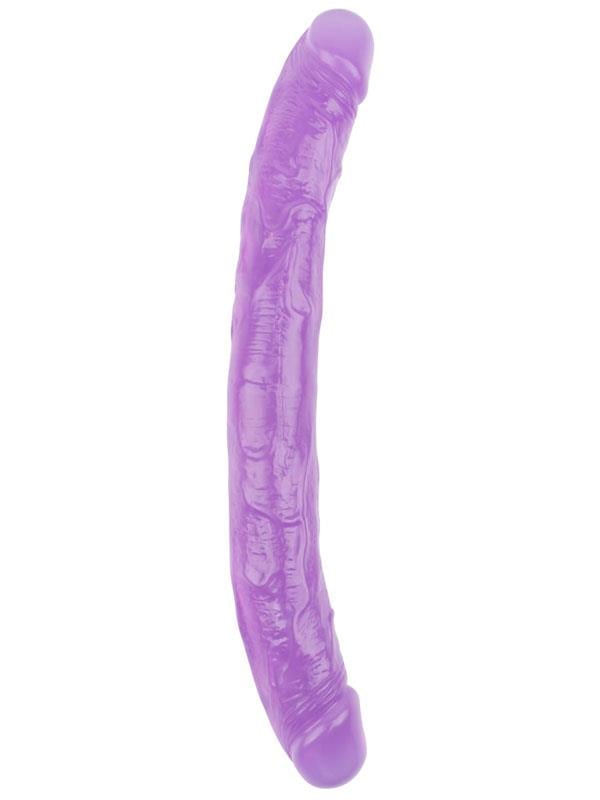 Hi-Rubber Şeffaf Jel Çift Taraflı Dildo - 32.5cm Mor