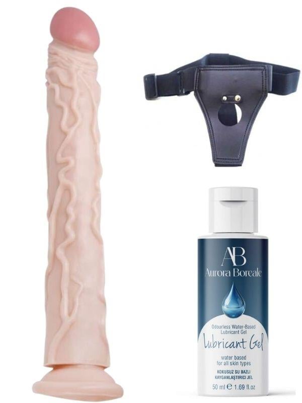 Censan Belden Bağlamalı Kayganlaştırıcı Set Noctis 34,5cm Realistik Dildo No:7