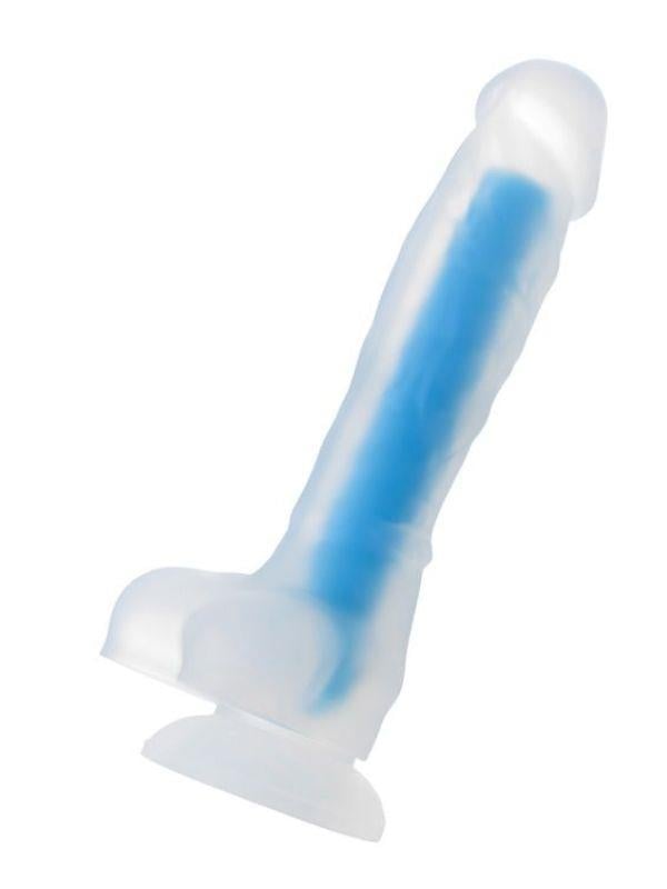 Censan Beyond Mavi Matt Glow Gece Parlayan Dildo, Silikon, Şeffaf, 18 cm