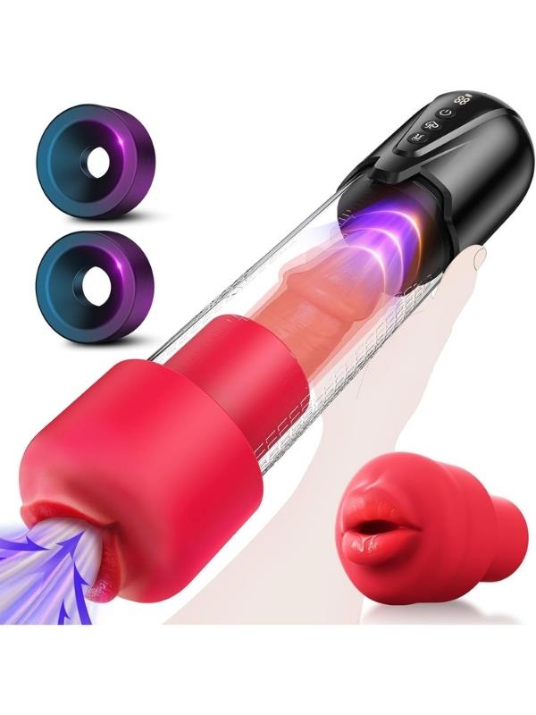 Censan Cafatop 3’ü 1 Arada Erkek Vakum Pompası ve Mastürbatörü – Elektrikli Otomatik Emiş, Penis Büyütücü ve 2 Yedek Kılıf + 3 Penis Halkası, Pembe İç Kılıf, USB Şarjlı