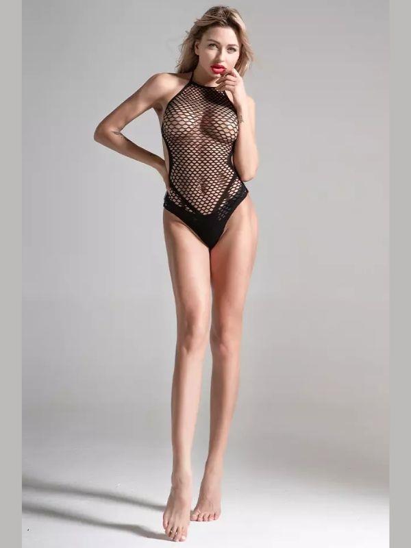 Censan Kadın Siyah Fileli Seksi Babydoll