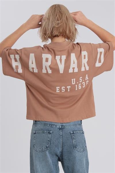 0021 HARVARD BASKILI TİŞÖRT KAHVE