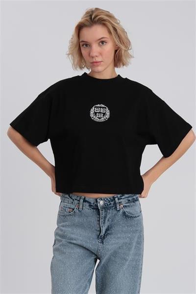 0021 HARVARD BASKILI TİŞÖRT SİYAH