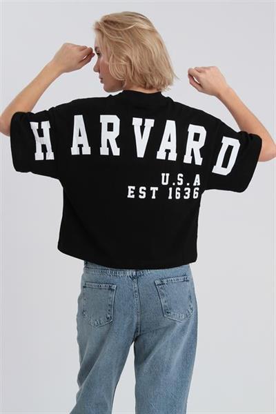 0021 HARVARD BASKILI TİŞÖRT SİYAH