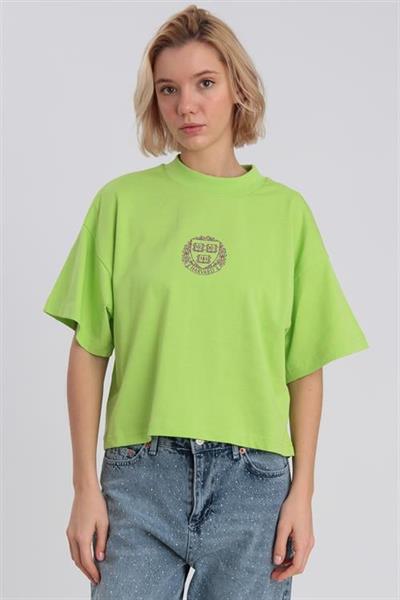 0021 HARVARD BASKILI TİŞÖRT YEŞİL