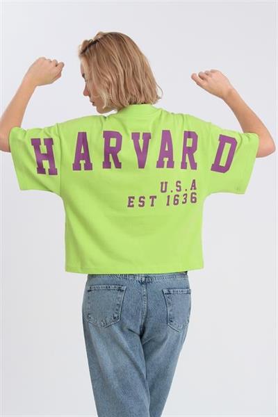 0021 HARVARD BASKILI TİŞÖRT YEŞİL