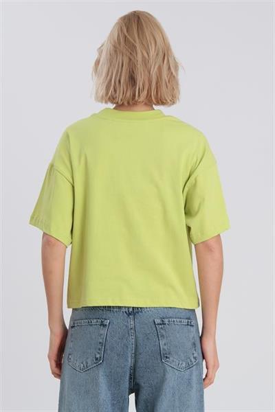 0022 ÖN BASKILI OVERSIZE TİŞÖRT AÇIK YEŞİL