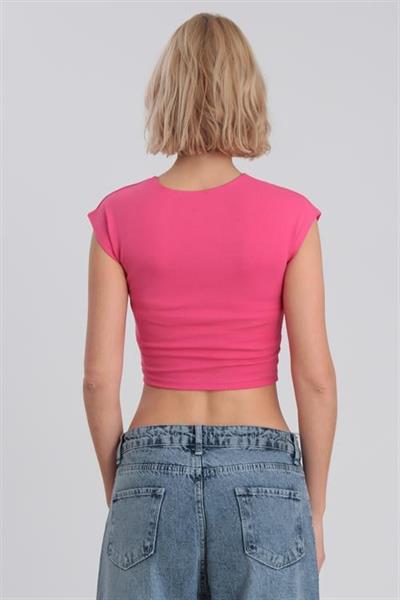 0053 PAMUK KISA KOL CROP FUŞYA