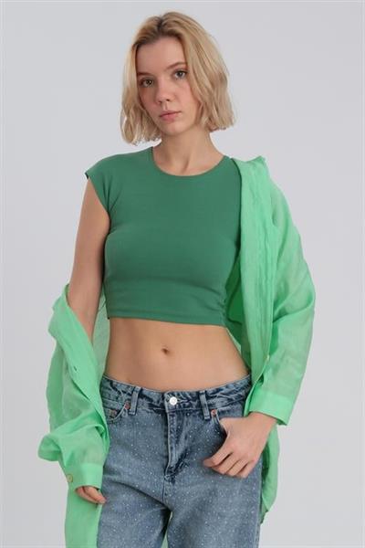 0053 PAMUK KISA KOL CROP YEŞİL
