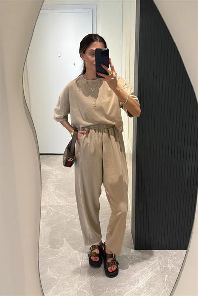 0057 ŞALVAR TİŞÖRT TAKIM BEJ