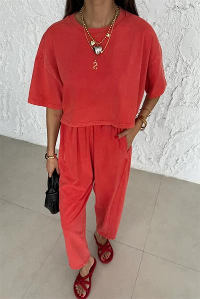 0057 ŞALVAR TİŞÖRT TAKIM NAR ÇİÇEĞİ