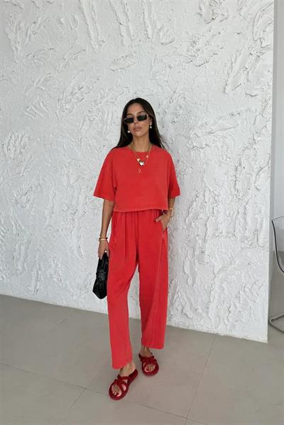 0057 ŞALVAR TİŞÖRT TAKIM NAR ÇİÇEĞİ