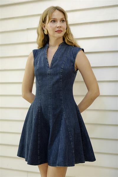 0093 KOLSUZ KOT KLOŞ ELBİSE LACİVERT