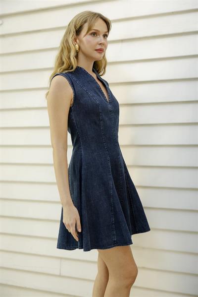 0093 KOLSUZ KOT KLOŞ ELBİSE LACİVERT