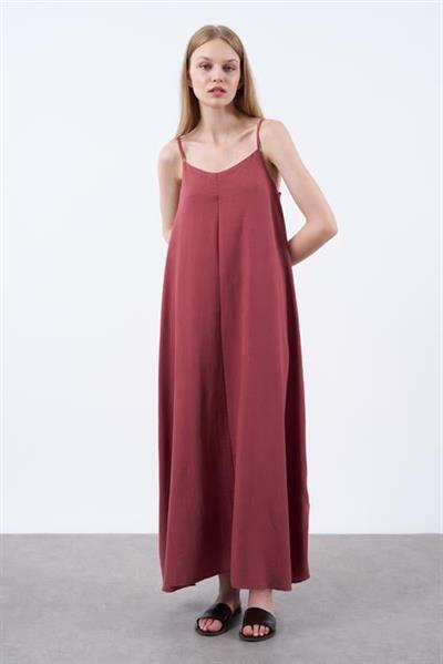 2975 ASKILI ELBİSE BORDO