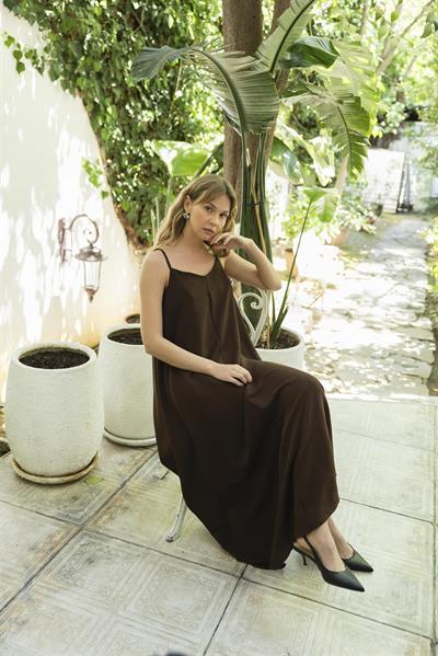 2975 ASKILI ELBİSE KAHVE