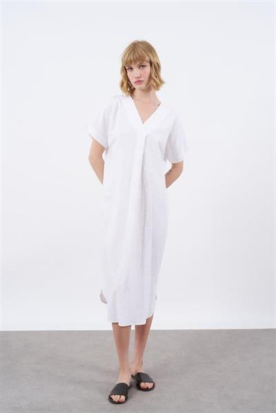 3131 KETEN ELBİSE(2835) BEYAZ