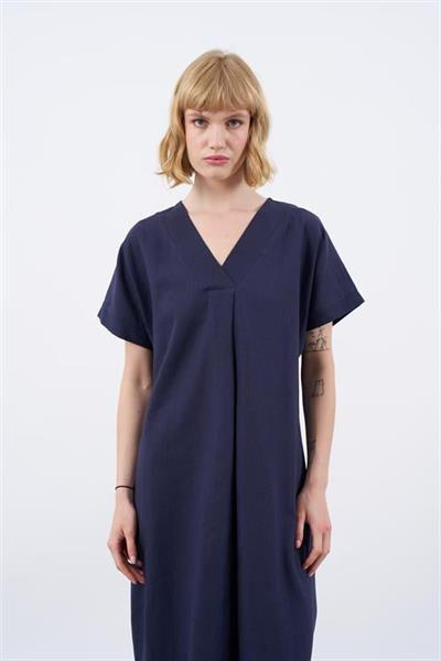3131 KETEN ELBİSE(2835) LACİVERT