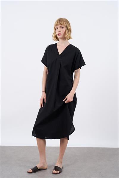 3131 KETEN ELBİSE(2835) SİYAH