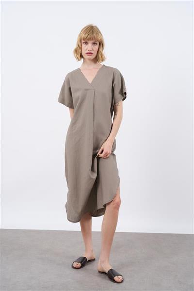 3131 KETEN ELBİSE(2835) VİZON