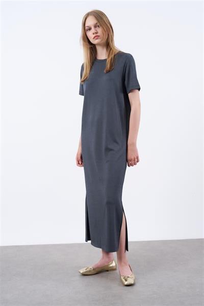 3144  PİKE ELBİSE FÜME