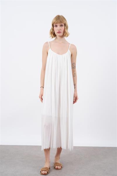 3173 ASKILI ELBİSE BEYAZ