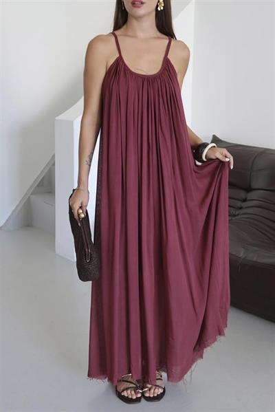 3173 ASKILI ELBİSE BORDO