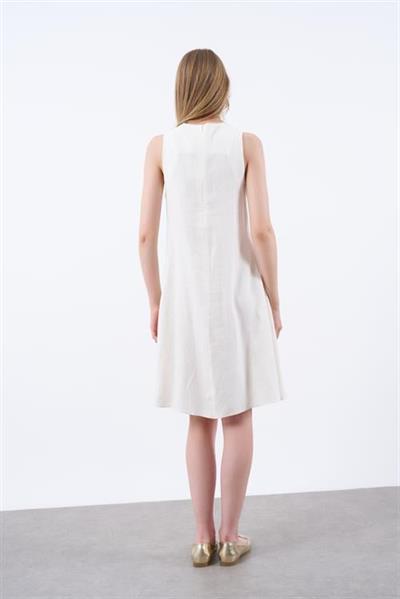 3181 SIFIR KOL KETEN ELBİSE BEYAZ