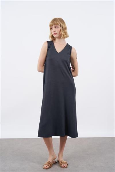 3189 SIFIR KOL PETEK ELBİSE ANTRASİT