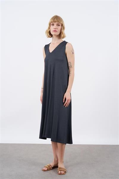 3189 SIFIR KOL PETEK ELBİSE ANTRASİT