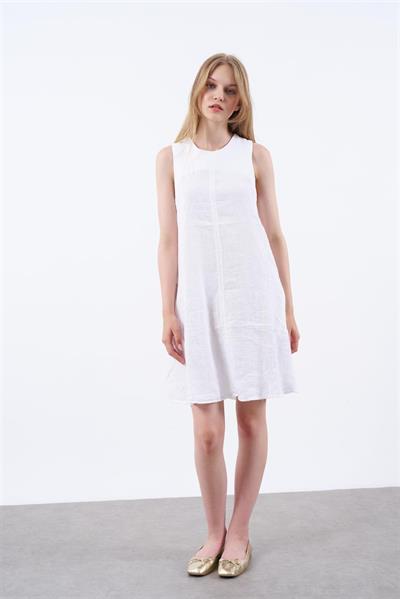 3202 SIFIR KOL KETEN ELBİSE(3181) BEYAZ