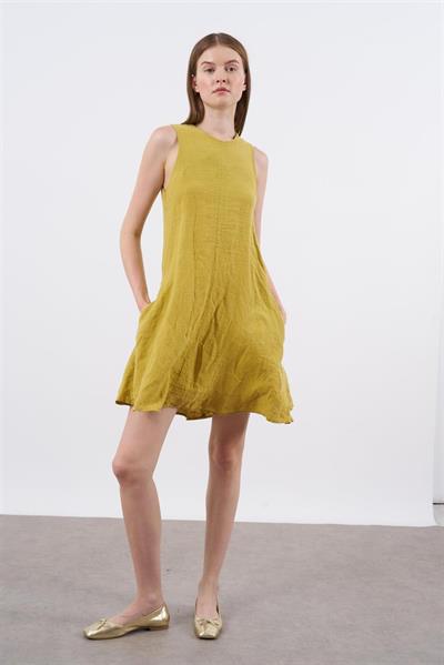 3202 SIFIR KOL KETEN ELBİSE(3181) HARDAL