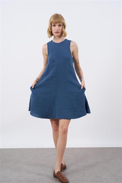 3202 SIFIR KOL KETEN ELBİSE(3181) İNDİGO