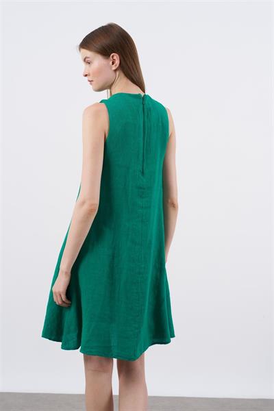 3202 SIFIR KOL KETEN ELBİSE(3181) KOYU ÇİMEN