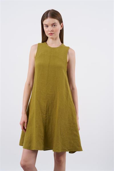 3202 SIFIR KOL KETEN ELBİSE(3181) YAĞ YEŞİLİ