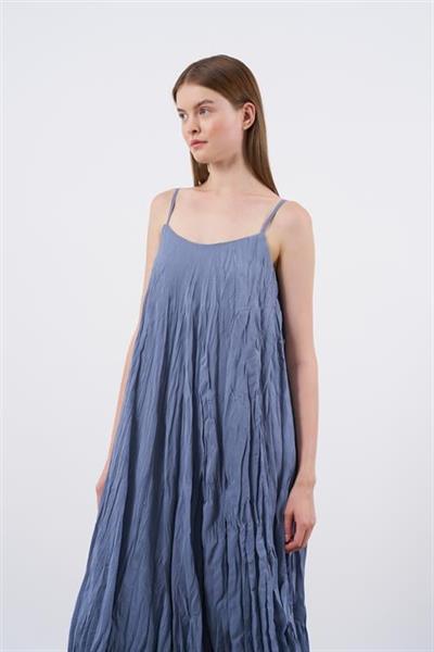 3208 KIRIŞIK ASKILI ELBİSE GRİ-MAVİ