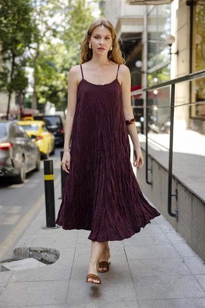 3208 KIRIŞIK ASKILI ELBİSE MÜRDÜM